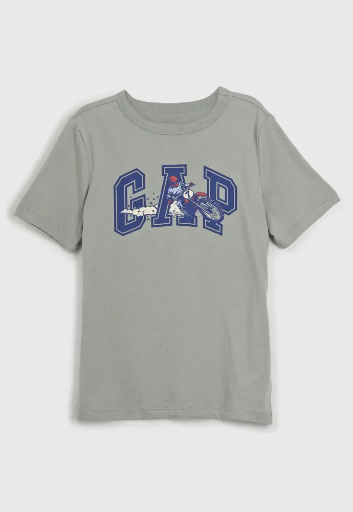 Camiseta Infantil GAP Logo Graphic Mangas Curtas Masculino Imagem