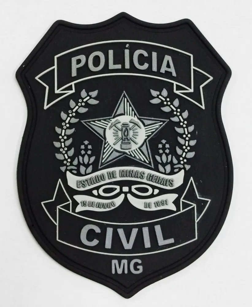 Patch Emborrachado Brasão Polícia Civil Minas Gerais Black Imagem