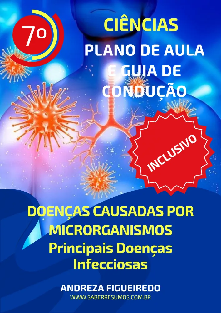 784 - Ciências - Aprendizado Inclusivo - Plano de Aula e Guia de Condução - Doenças Causadas por Microrganismos - Principais Doenças Infecciosas - 7º ano - PDF com 14 páginas Imagem