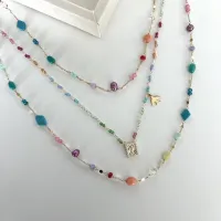 Colar Longuinho Corrente com Cristais Coloridos e Pingente de Espírito Santo e Crucifixo Cravejado - Foto 2