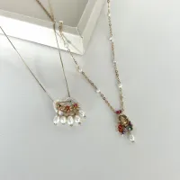 Colar Corrente Veneziana com Pingente de Pérolas e Zircônias Coloridas - Foto 2