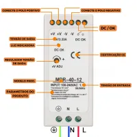 FONTE CHAVEADA TRILHO DIN 24V 60W MDR-60-24  - Foto 4