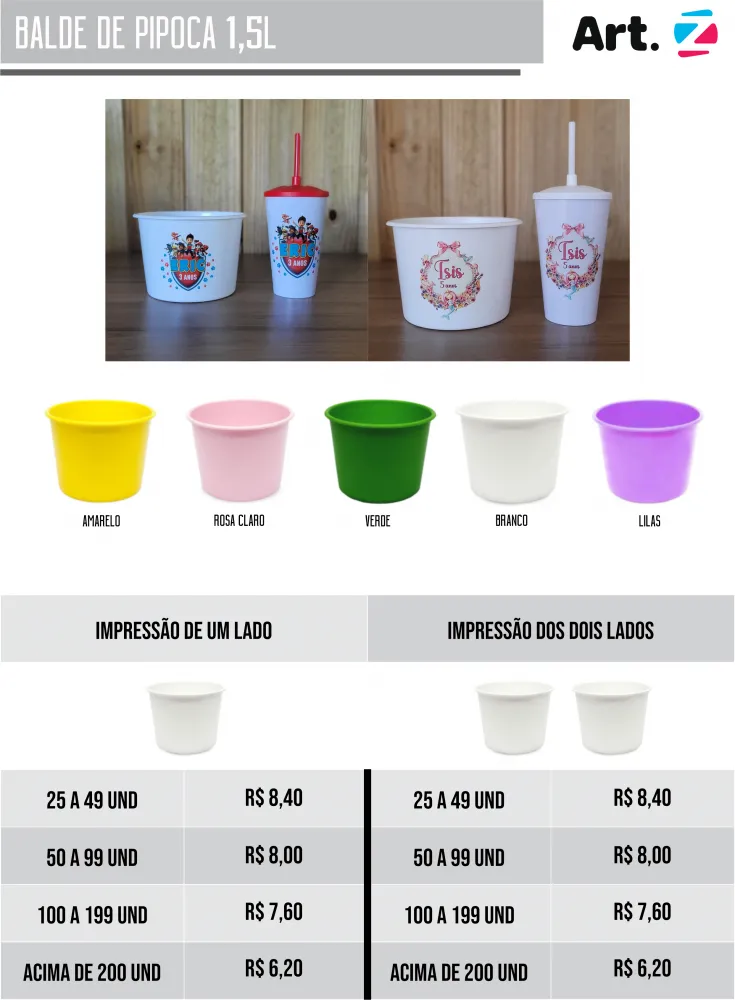 Balde de Pipoca 1,5 L