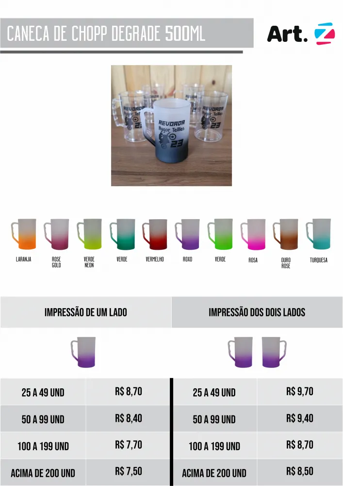Caneca de Chopp Degrade 500ml Imagem