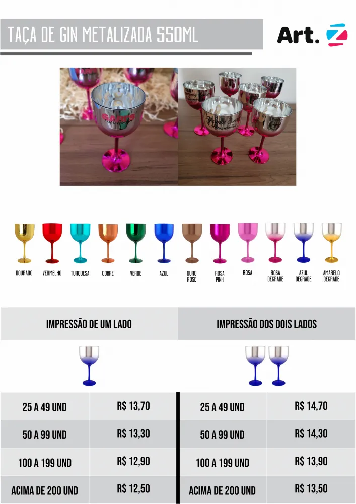 Taça de Gin  Metalizado 550ml
