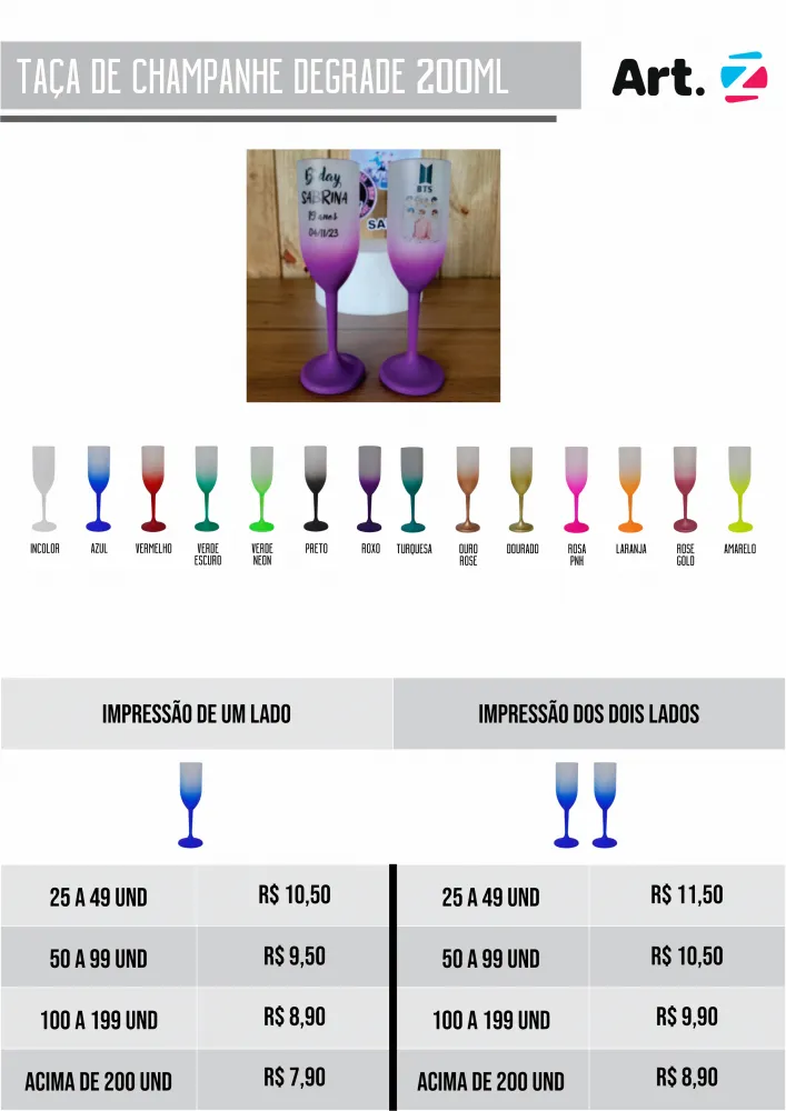 Taça de Champanhe  Degrade 200ml Imagem