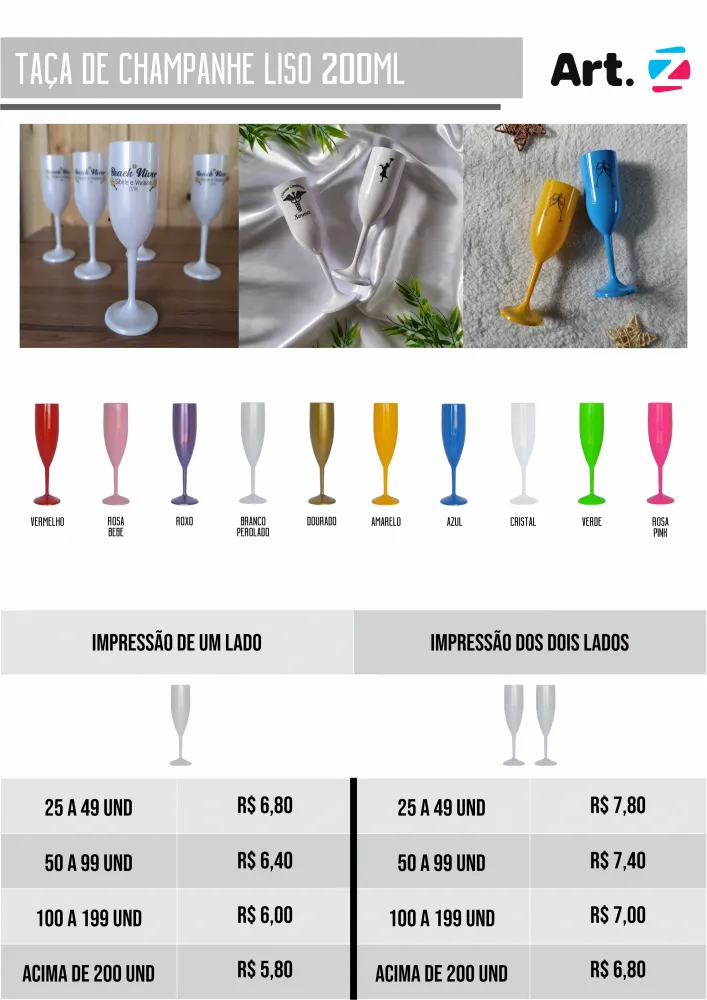 Taça de Champanhe Liso 200ml