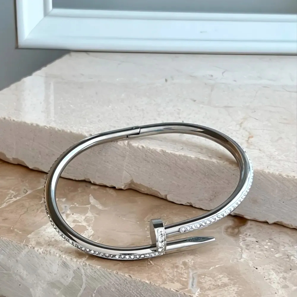 Bracelete prego cravejado de zircônia - Aço Inox 316L Imagem