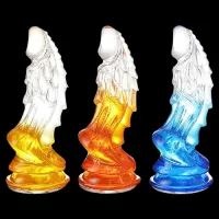 DILDO DUO NA COR TRANSPARENTE E VERMELHA EM SILICONE JELLY  .                                                                       LIBYSEXSHOP - Foto 2