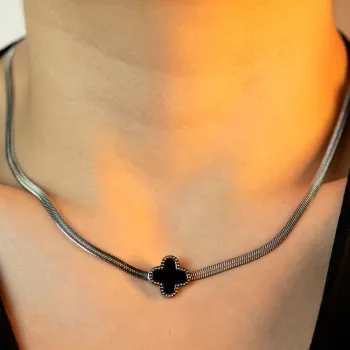 Colar Chocker Fita Trevo - Aço Inox 316L - Foto 2
