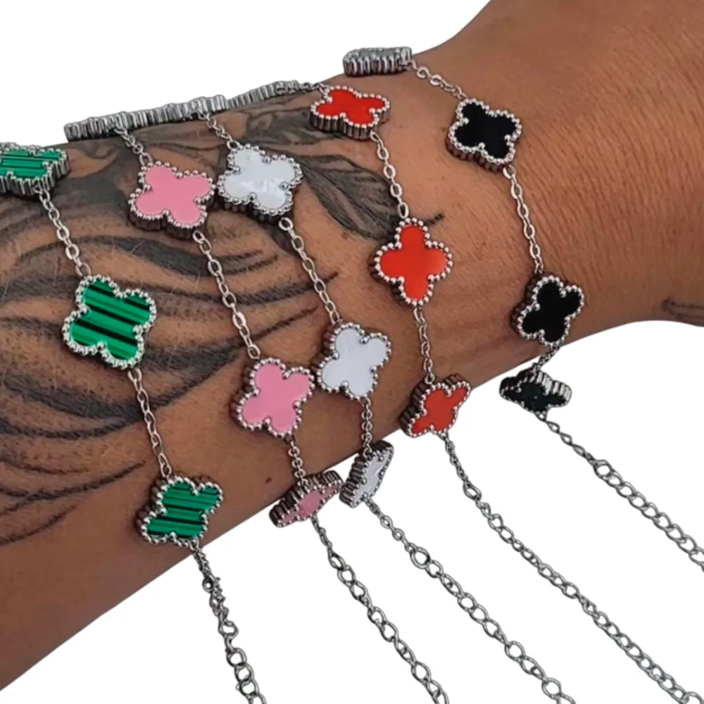Pulseira de 5 trevos - Aço Inox 316L  Imagem