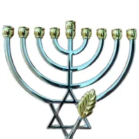 Menorá Candelabro Dourada 18cm Importada De Israel - Foto 2