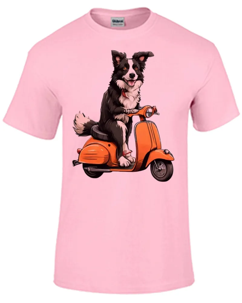 Camiseta adulto ou infantil Cachorro boder collie lambreta Imagem