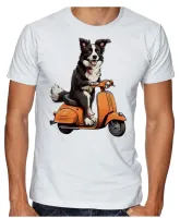 Camiseta adulto ou infantil Cachorro boder collie lambreta - Foto 3