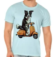 Camiseta adulto ou infantil Cachorro boder collie lambreta - Foto 5