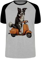 Camiseta adulto ou infantil Cachorro boder collie lambreta - Foto 6