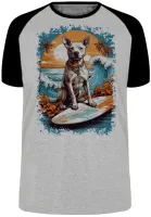 Camiseta adulto ou infantil cachorro pit bull praia surf - Foto 4
