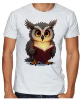 Camiseta adulto ou infantil coruja leitura intelectual livro - Foto 2