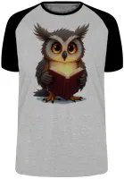 Camiseta adulto ou infantil coruja leitura intelectual livro - Foto 4
