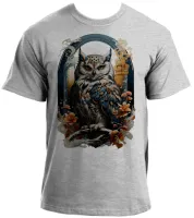 Camiseta adulto ou infantil Coruja pássaro ave rapina - Foto 3