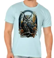 Camiseta adulto ou infantil Coruja pássaro ave rapina - Foto 5