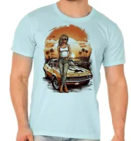 Camiseta adulto ou infantil Carro antigo corvete praia sol - Foto 5