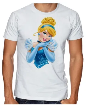 Camiseta adulto ou infantil Cinderela princesa vestido azul - Foto 2