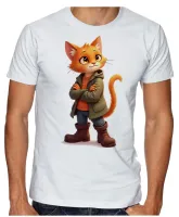 Camiseta adulto ou infantil Gato de botas colorido - Foto 2