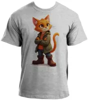 Camiseta adulto ou infantil Gato de botas colorido - Foto 3