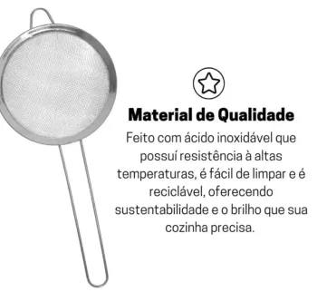 Kit 03 Peneira Coador Manual Em Aço Inox 3 Tamanhos P - M - G - Foto 2