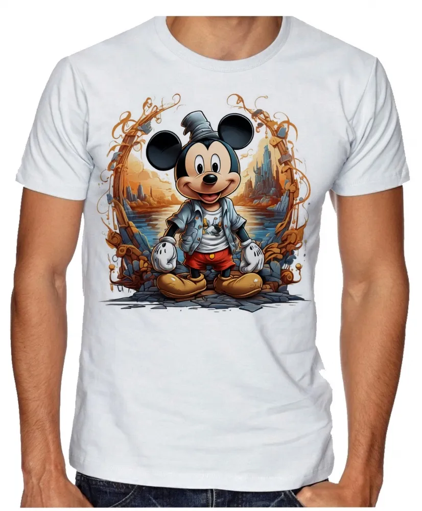 Camiseta adulto ou infantil Mickey mouse chapeu