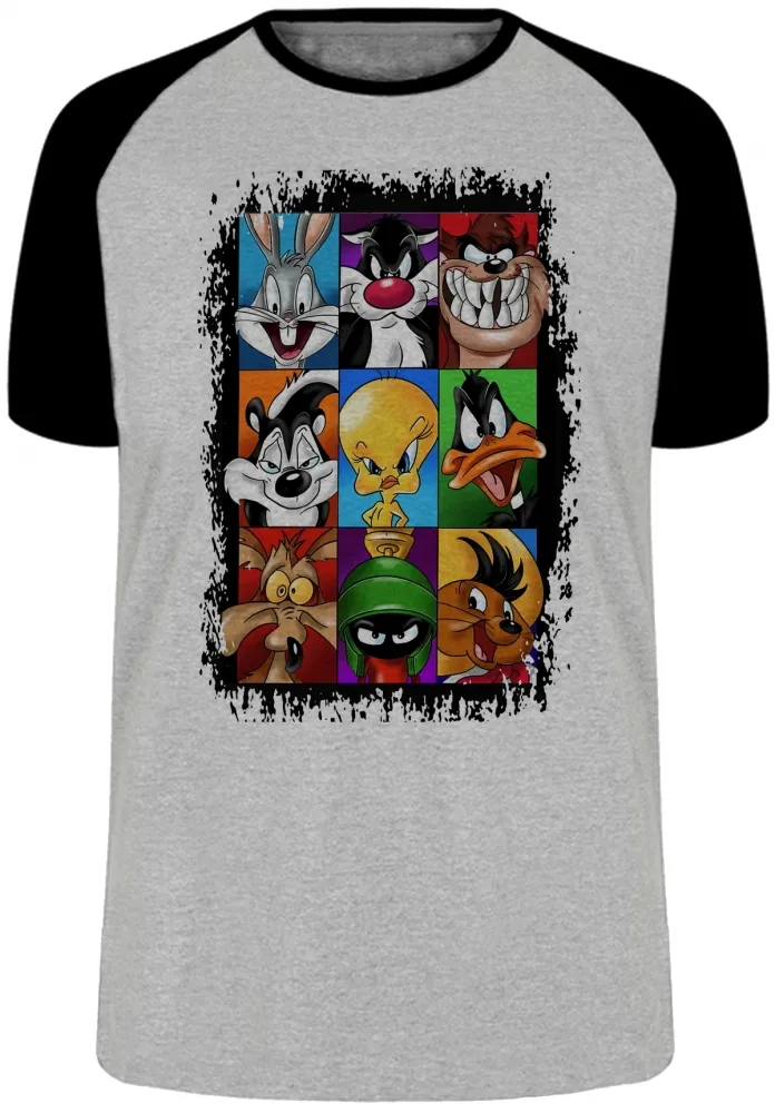 Camiseta adulto ou infantil Pernalonga frajola taz mania piu piu patolino coiote marvin marciano ligeirinho pepe le pew