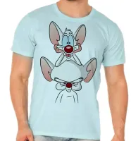 Camiseta adulto ou infantil Pink eo Cérebro desenho antigo bom - Foto 5