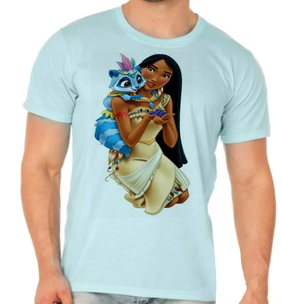 Camiseta adulto ou infantil Pocahontas princesa disney
