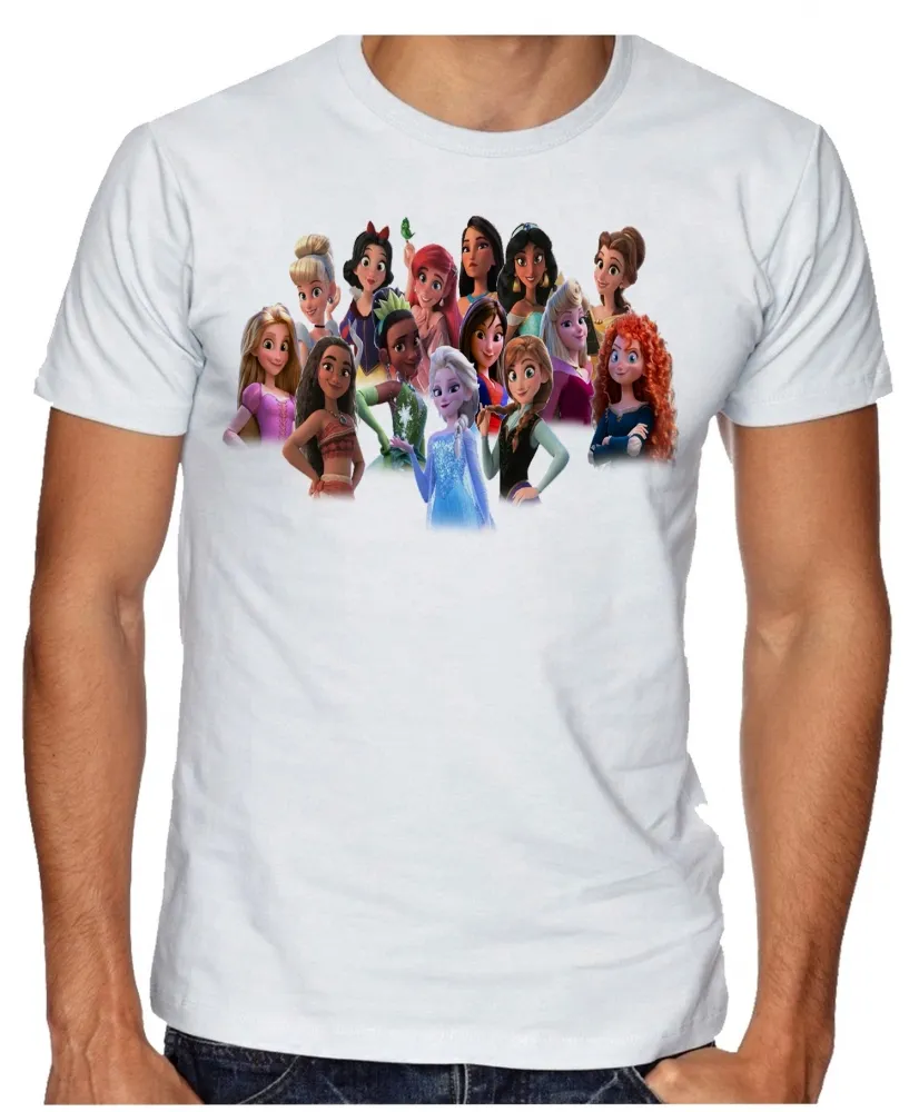 Camiseta adulto ou infantil princesas disney todas