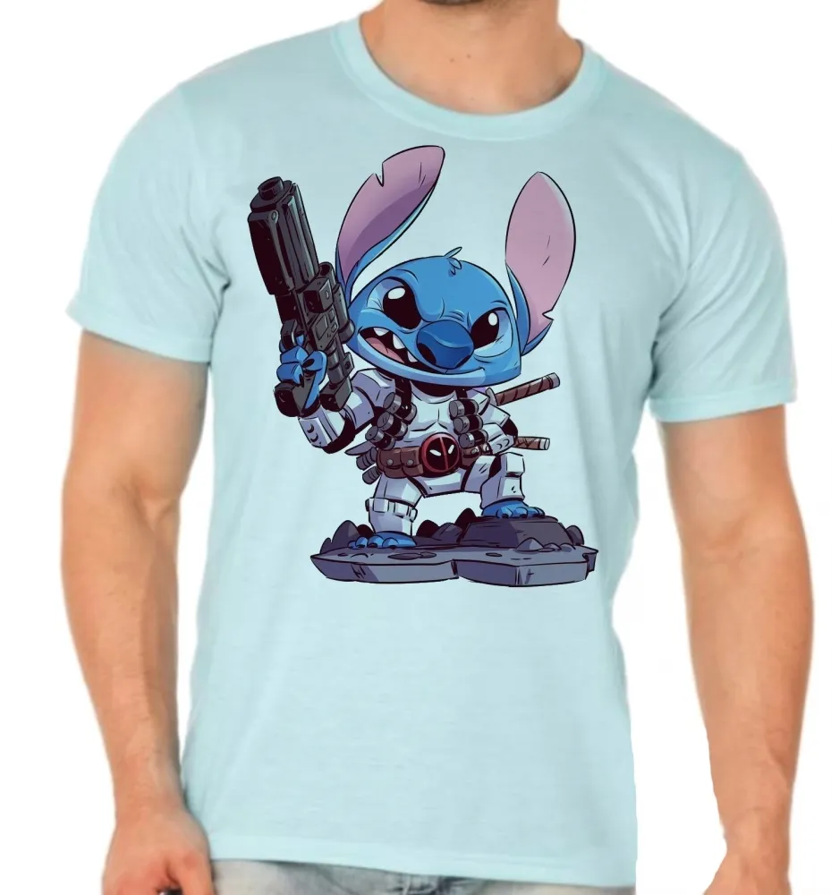Camiseta adulto ou infantil Stitch deadpool desenho animado