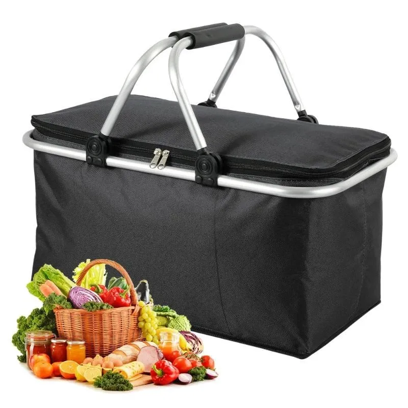 Cesta Térmica Bolsa Grande Dobrável Cooler Praia Lanche Piquenique Camping Bebidas 30 Litros Imagem