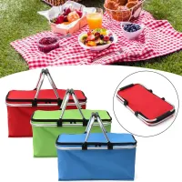 Cesta Térmica Bolsa Grande Dobrável Cooler Praia Lanche Piquenique Camping Bebidas 30 Litros - Foto 3