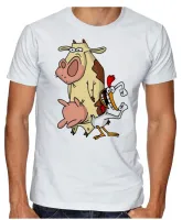 Camiseta adulto ou infantil Vaca eo frango desenho cartoon - Foto 2