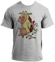 Camiseta adulto ou infantil Vaca eo frango desenho cartoon - Foto 3
