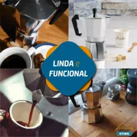 Cafeteira Italiana Alumínio 6 Xícaras Aço Decorada Top Cafeteira Rápida 1,4 litros - Foto 5