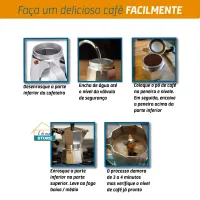 Cafeteira Italiana Alumínio 6 Xícaras Aço Decorada Top Cafeteira Rápida 1,4 litros - Foto 8