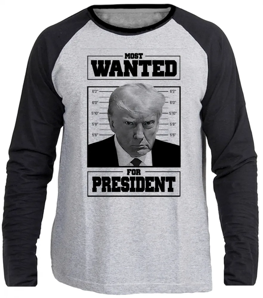 Camiseta manga longa Infantil ou Adulto Donald Trump Presidente
