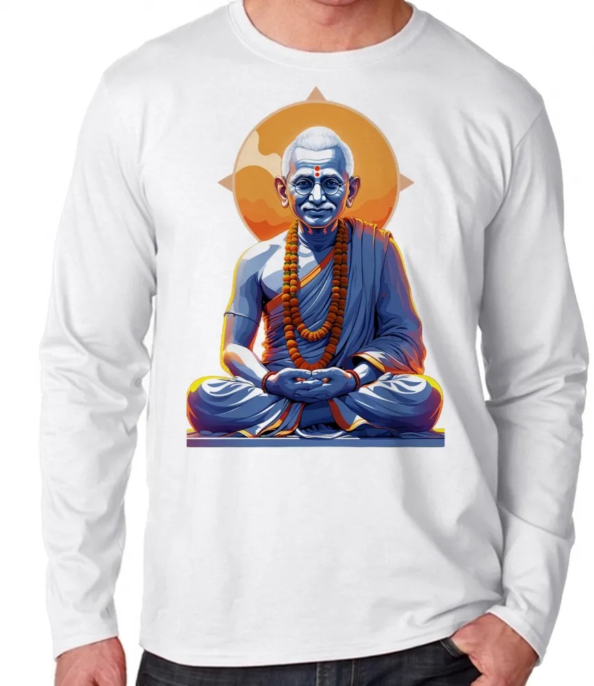 Camiseta manga longa Infantil ou Adulto Gandhi india lider espiritual
