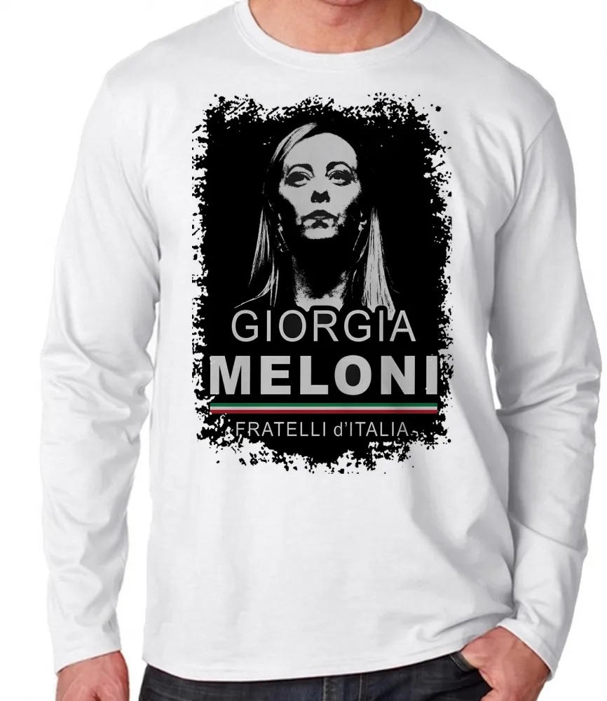 Camiseta manga longa Infantil ou Adulto Giorgia Meloni italia direita