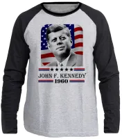 Camiseta manga longa Infantil ou Adulto John F. Kennedy Presidente - Foto 2