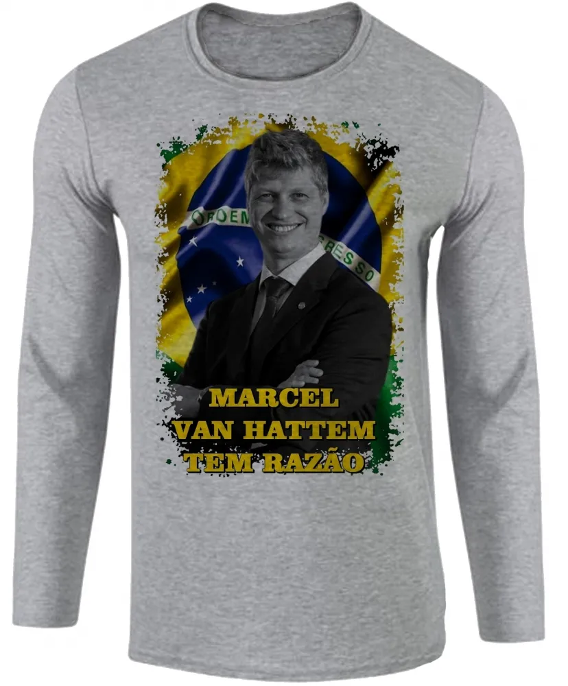 Camiseta manga longa Infantil ou Adulto Marcel Van Hattem Patriota Brasil Imagem