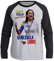 Camiseta manga longa Infantil ou Adulto Maria Corina Machado Venezuela - Foto 2