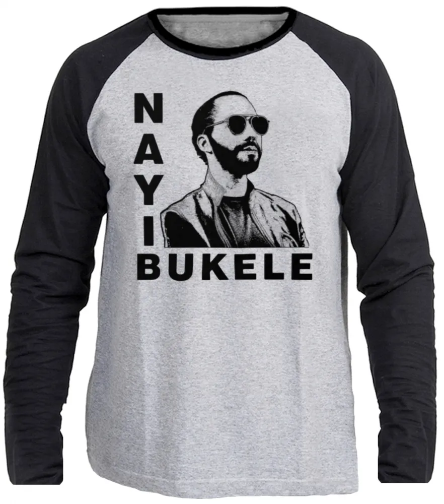 Camiseta manga longa Infantil ou Adulto Nayib Bukele El salvador Imagem