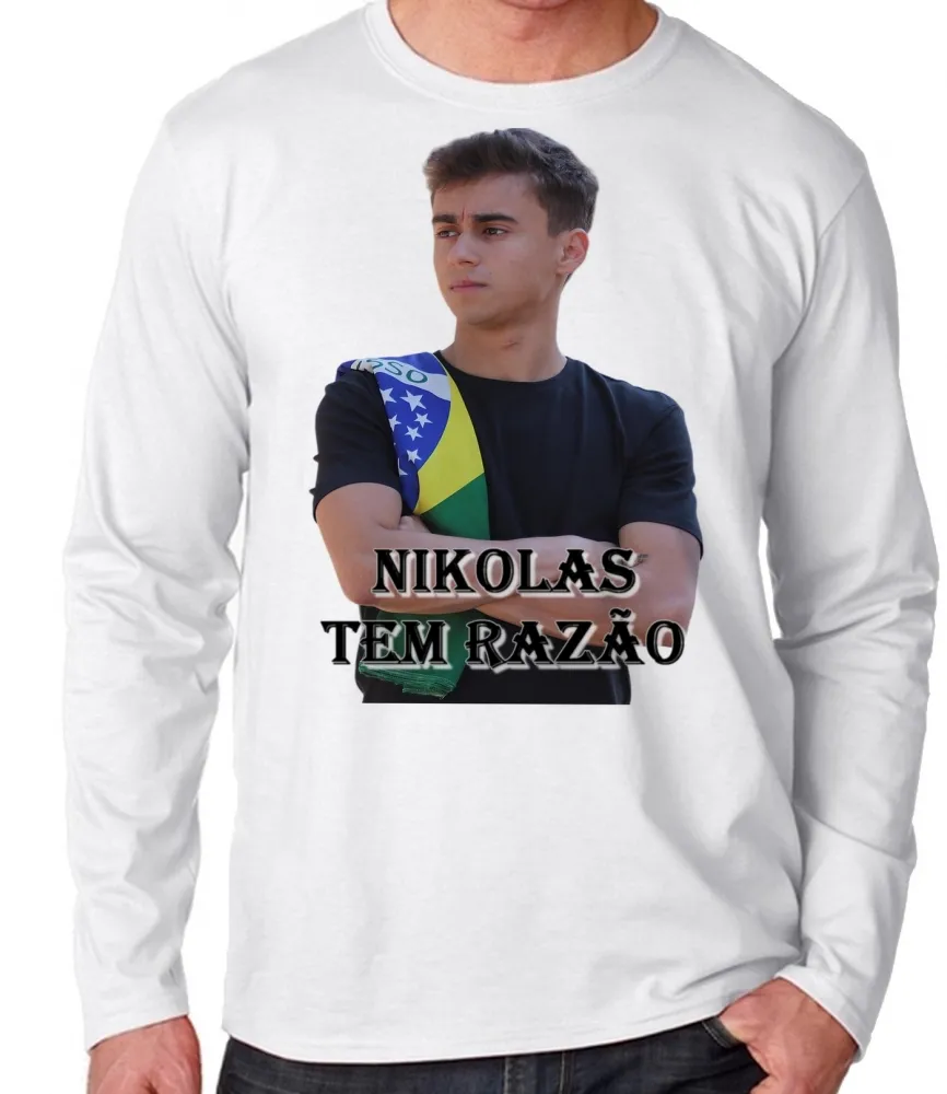 Camiseta manga longa Infantil ou Adulto Nikolas ferreira tem razão